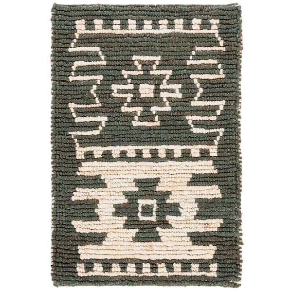SAFAVIEH Bohemian 2 ft. x 3 ft. Gray/Beige Striped Aztec Diamond Area ...
