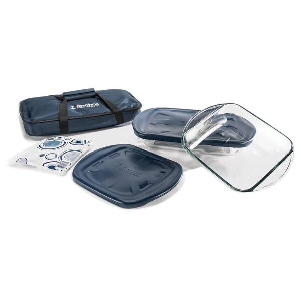 Anchor Bake 'N Take 6-Piece Rectangular Glass Baker Set with Lids and Accessories