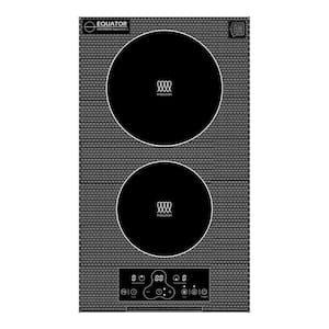 12 in. Vertical 2-Elements Dual Induction Cooktop Top Glass Surface 110V in Black