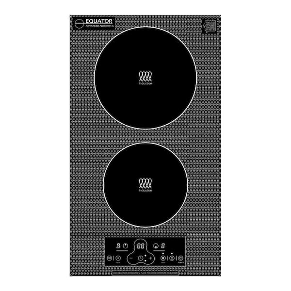 Equator 12 in. Vertical 2-Elements Dual Induction Cooktop Top Glass Surface 110V in Black
