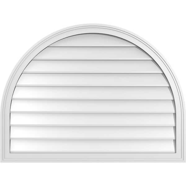 Ekena Millwork 40 in. x 30 in. Round Top Surface Mount PVC Gable Vent: Decorative with Brickmould Frame