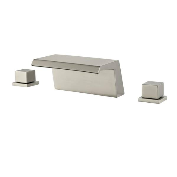 Flynama 8 in. Widespread Double Handle Bathroom Faucet with Waterfall Spout in Brushed Nickel