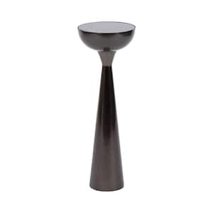 Chandon 8 in. W. Pewter Round Glam Glass End Table