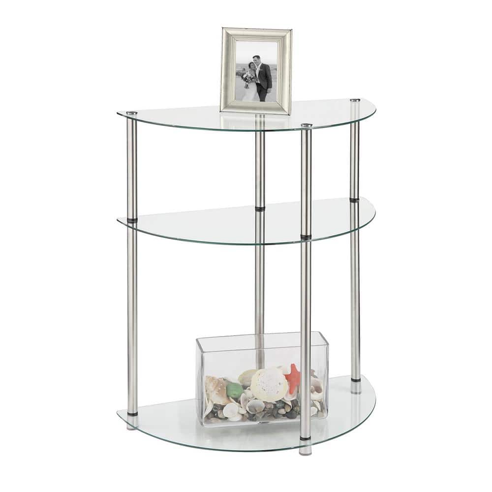 Elysian Chrome-Finished Stainless Steel and Clear Glass Console Table