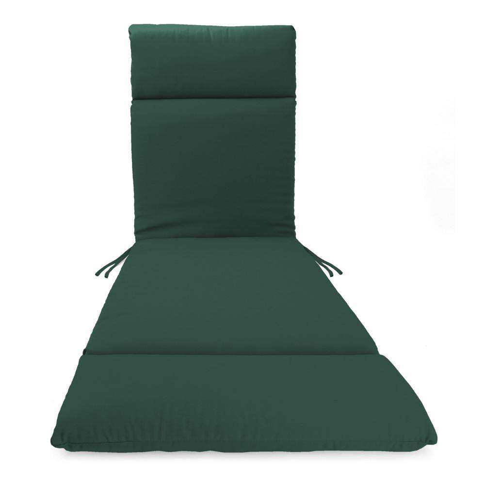 Forest Green UV-Protected Outdoor Chaise Lounge Cushion with Ties