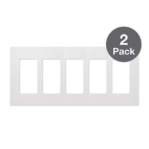 Claro 5 Gang Wall Plate for Decorator/Rocker Switches, Gloss, White (2-Pack)