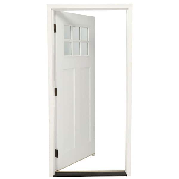36 in. x 80 in. 6 Lite Clear Craftsman Unfinished Smooth Left-Hand Inswing Fiberglass Prehung Front Door 36 in. x 80 in. 6 Lite Clear Craftsman Unfinished Smooth Left-Hand Inswing Fiberglass Prehung Front Door