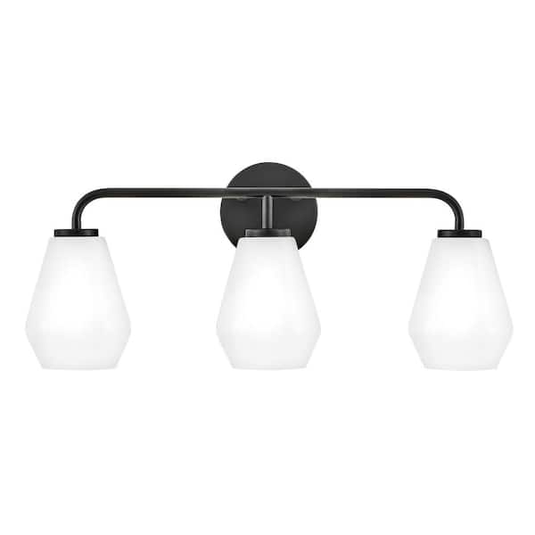 LARK Gio 24.0 in. 3 Light Black Vanity Light