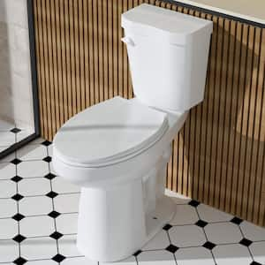 21 in. Extra Tall 2-Piece Toilet Single Flush 1.28 GPF Elongated Height Toilet in White Seat Included 12 inch Rough In