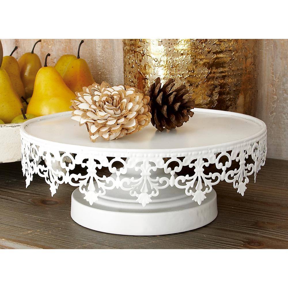 White Metal Pedestal Cake Stand Set of Three
