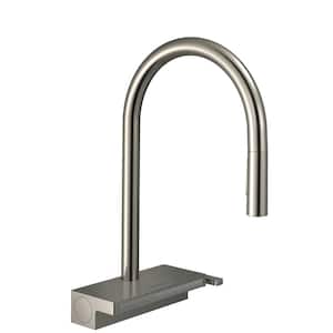 Aquno Select Single-Handle Pull-Down Sprayer Kitchen Faucet with QuickClean in Steel Optic