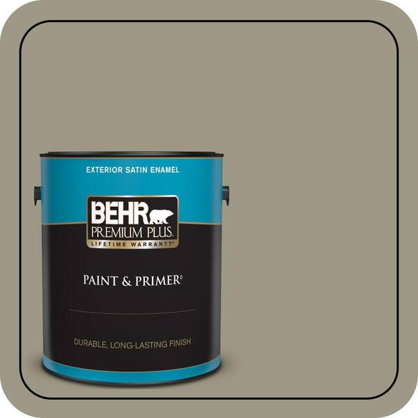 BEHR PREMIUM PLUS 1 gal. #PPU8-20 Dusty Olive Satin Enamel Exterior Paint & Primer