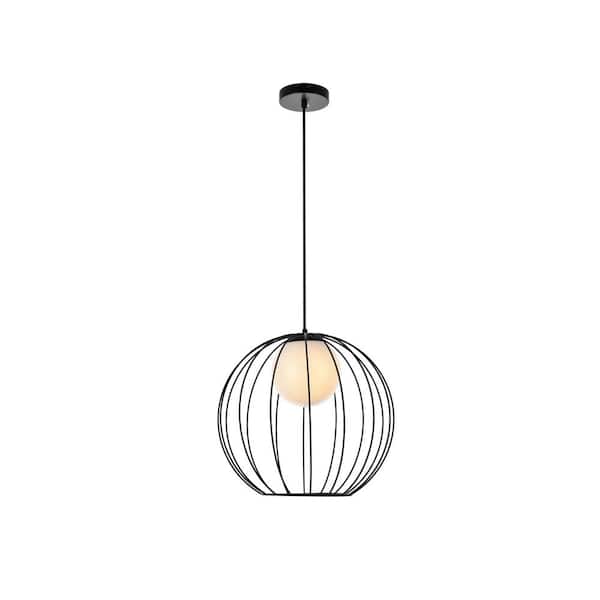 Unbranded Home Living 40-Watt 1-Light Black Pendant Light with Glass Shade, No Bulbs Included