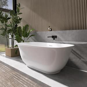 59 in. x 31.5 in. Acrylic Freestanding Flatbottom Double Ended Soaking Bathtub in White