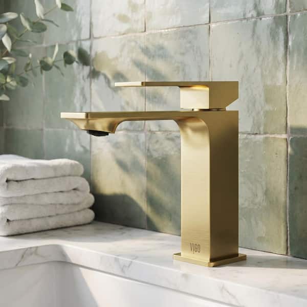 Dunn Single Handle Single-Hole Bathroom Faucet in Matte Brushed Gold
