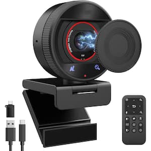 Vrbgify USB AI Webcam 2K 60FPS HD Web Camera with Remote Control, 8X Zoom, Privacy Cover, TOF Auto Focus, HDR for Windows & Mac