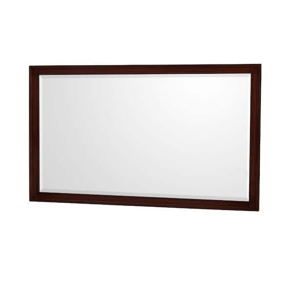 Wyndham Collection Hatton 56 in. W x 33 in. H Framed Rectangular Bathroom Vanity Mirror in Dark Chestnut