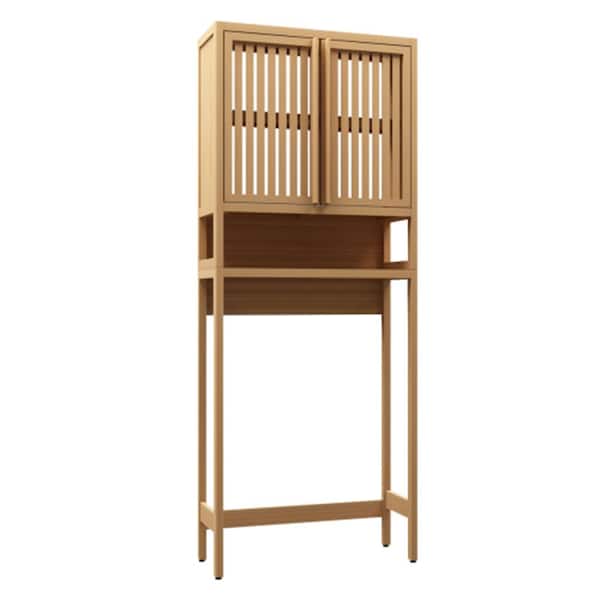 WarmieHomy 25.5 in. W x 10 in. D x 65 in. H Natural Color Brown Bamboo Storage Linen Cabinet Furniture Toilet Storage Rack