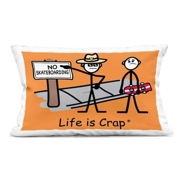 Stupell Industries No Skateboarding Sign Orange Print Polyester 14 in. x 20in. Throw Pillow