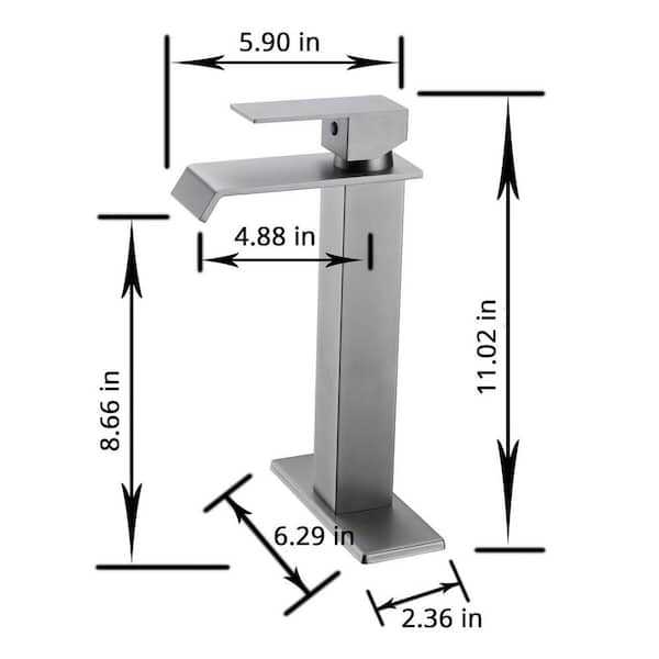 Waterfall Single-Handle Single Hole Bathroom Faucet in Brushed Nickel