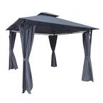 10 ft. W x 10 ft. L Outdoor Patio Garden Gazebo Tent, Outdoor Shading, Gazebo Canopy With Curtains, Gray