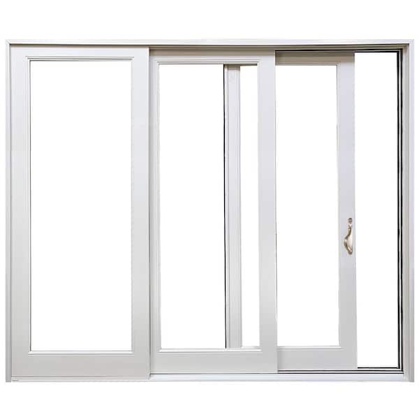 108 in. x 96 in. White Right Hand Fiberglass Full Lite LoE Glass Stacking Sliding Patio Door