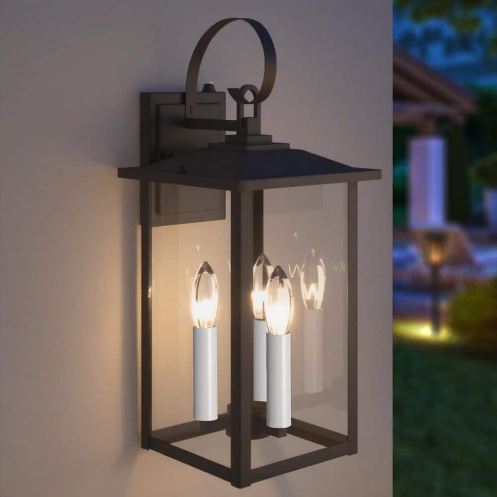 Maxax Hawaii 19.88 in. H 3-Bulb Black/White Hardwired Outdoor Wall