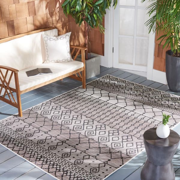 Havana Light Brown/Black 7 ft. x 7 ft. Aztec Tribal Indoor/Outdoor Square Area Rug