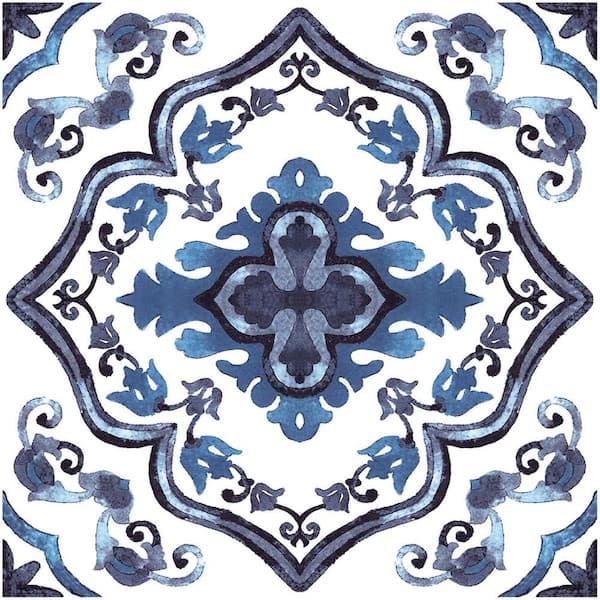 24 in. X 120 in. 4 MIL Blue Peel & Stick Vinyl Flooring Roll, Water-Resistant, Vinyl Sheet Flooring, Cut to Length