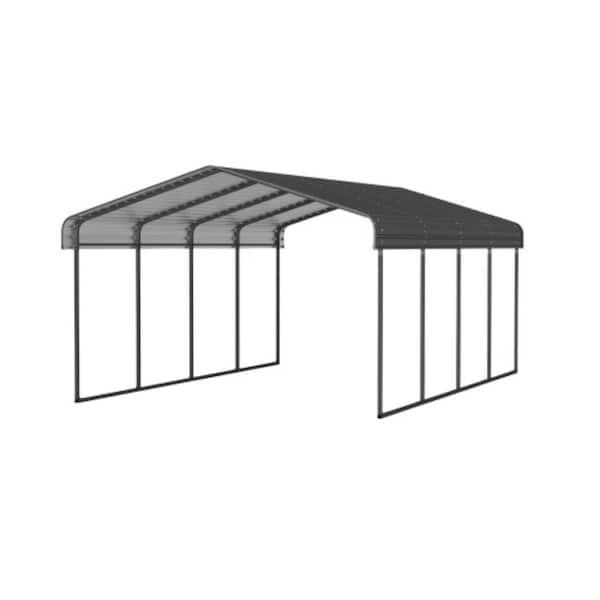 10 ft. x 15 ft. Metal Carport with Enhanced Base, Galvanized Steel Roof, Heavy Duty Outdoor Garage Car Shelter