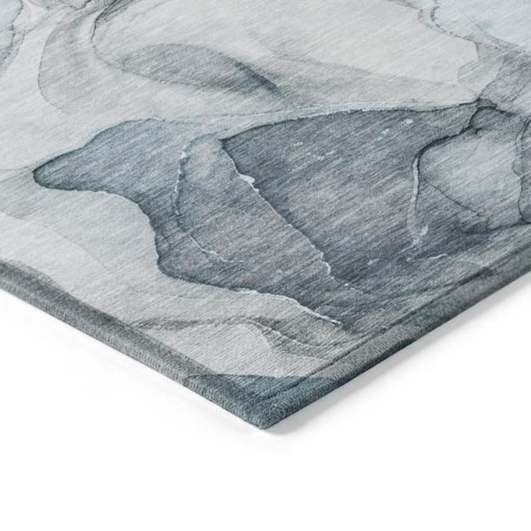 Teal 9 ft. x 12 ft. Abstract Indoor / Outdoor Area Rug