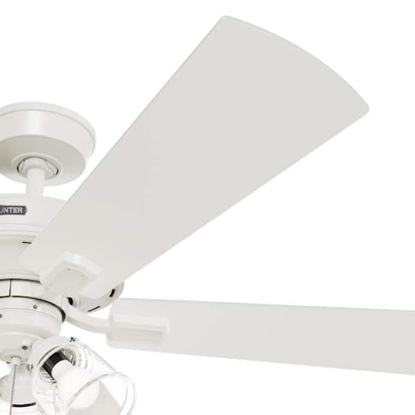 Hunter - Crestfield 52 in. Indoor Fresh White Ceiling Fan with Light Kit Included