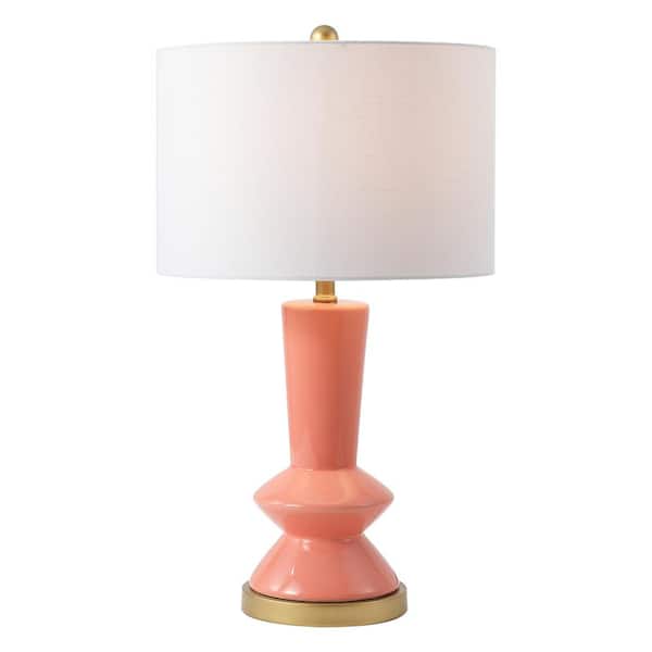 Ziggy 27 in. Coral/Brass Gold Ceramic/Metal Contemporary Glam LED Table Lamp