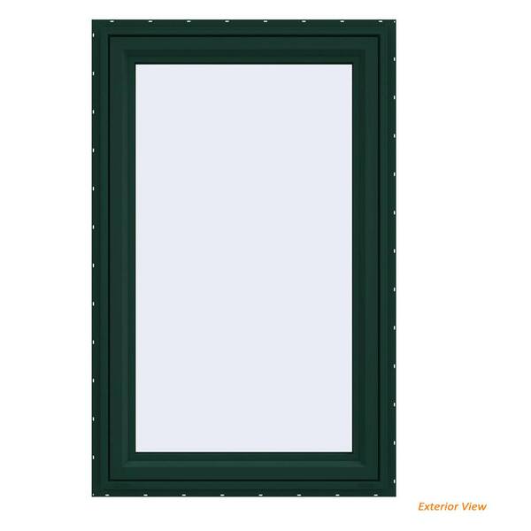 JELD-WEN 23.5 in. x 35.5 in. V-4500 Series Green Painted Vinyl Right-Handed Casement Window with Fiberglass Mesh Screen