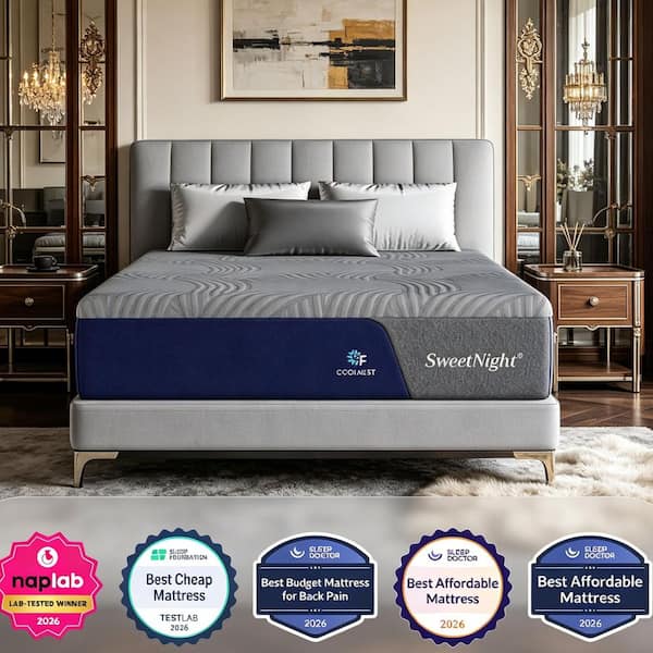 Sweetnight Coolnest King Medium Memory Foam 16 in. Mattress Bed-in