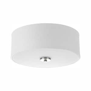Inspire Collection 13 in. Brushed Nickel LED Transitional Bedroom Ceiling Light Drum Flush Mount