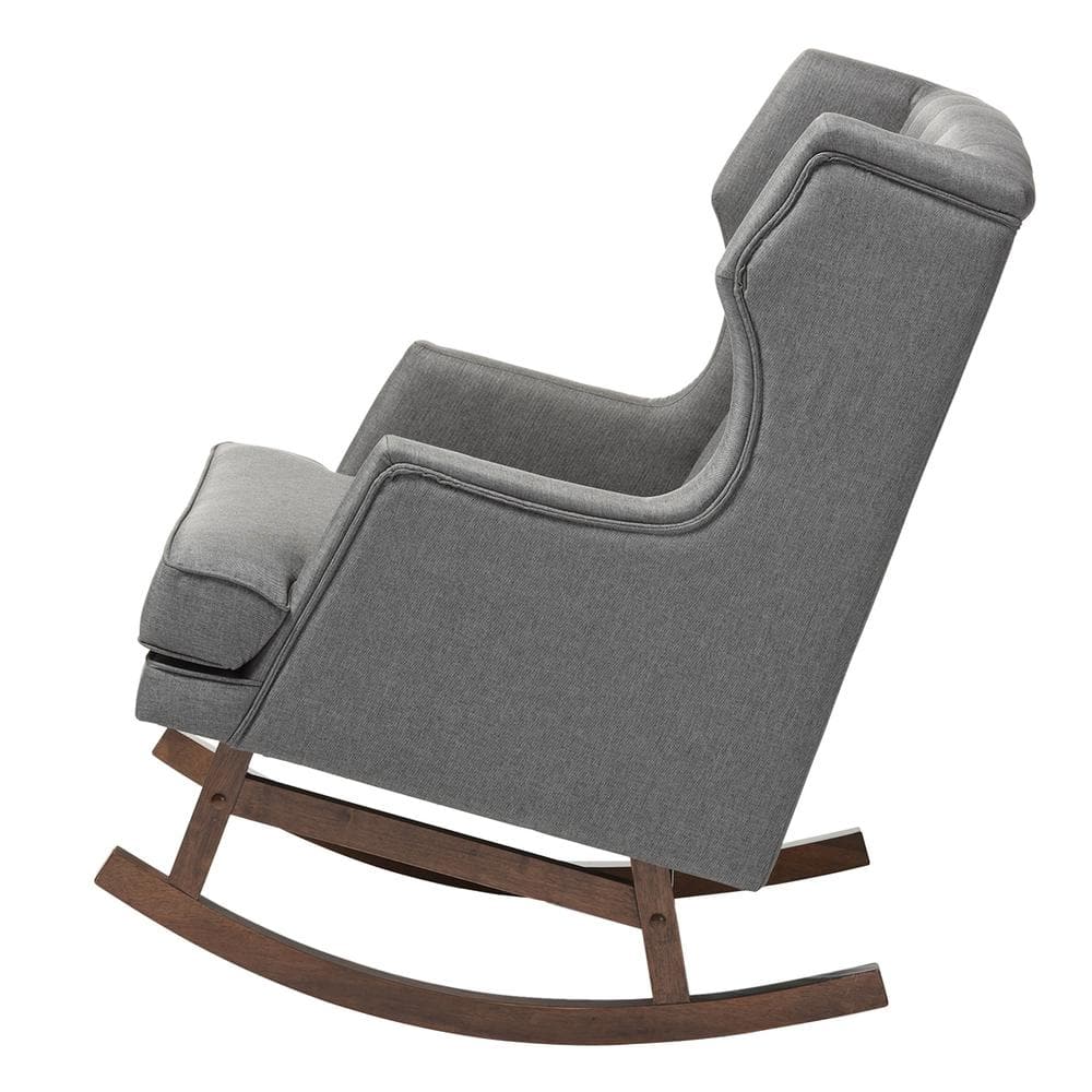 Iona Mid-Century Wingback 37" Rocking Chair with Button-Tufted Accents