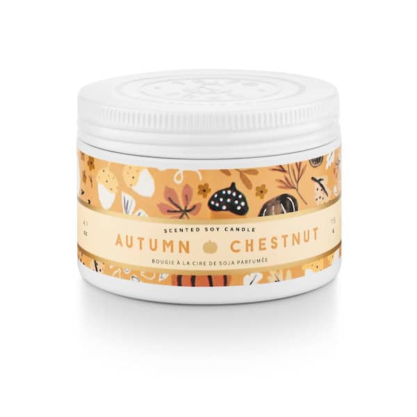Unbranded 4.1 fl. oz. Autumn Chestnut Small Tin Scented Candle 1-Pack