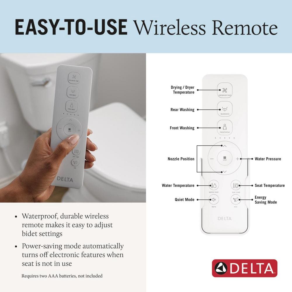 White Elongated Electric Bidet Toilet Seat with Remote