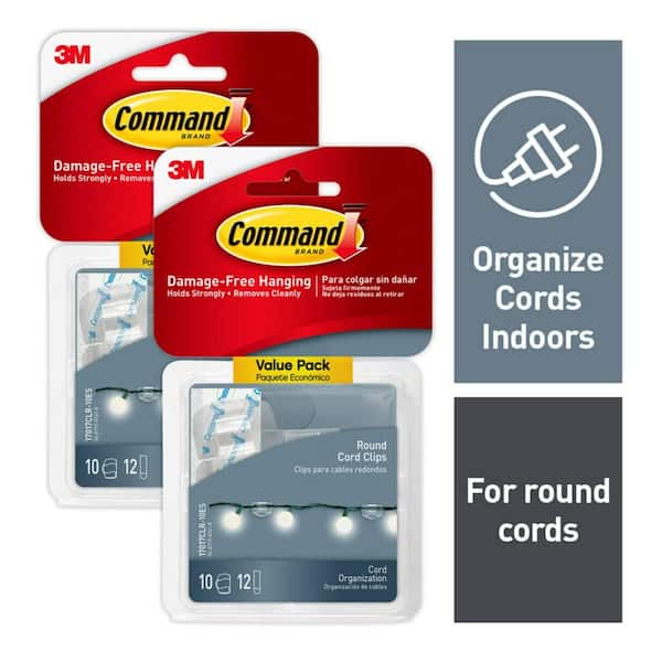 Command Cord Bundlers 2 Command Bundlers 3 Command Strips Damage Free  Hanging for Christmas Decor Gray - Office Depot