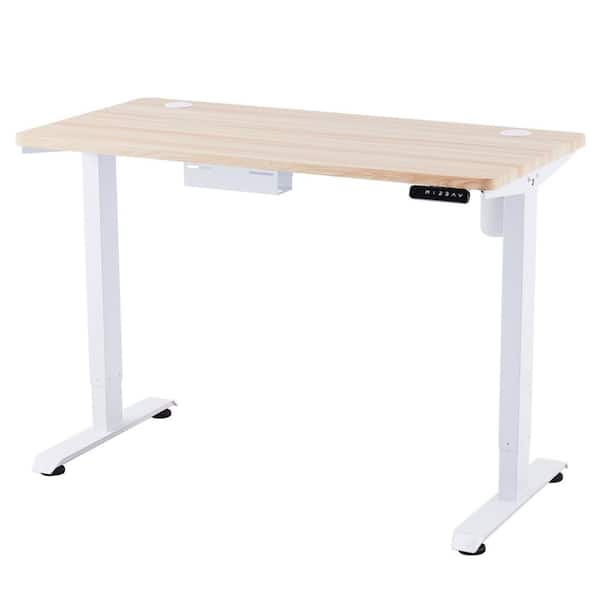 Merra 55 in. Retangular White Standing Computer Desk with Cable Management