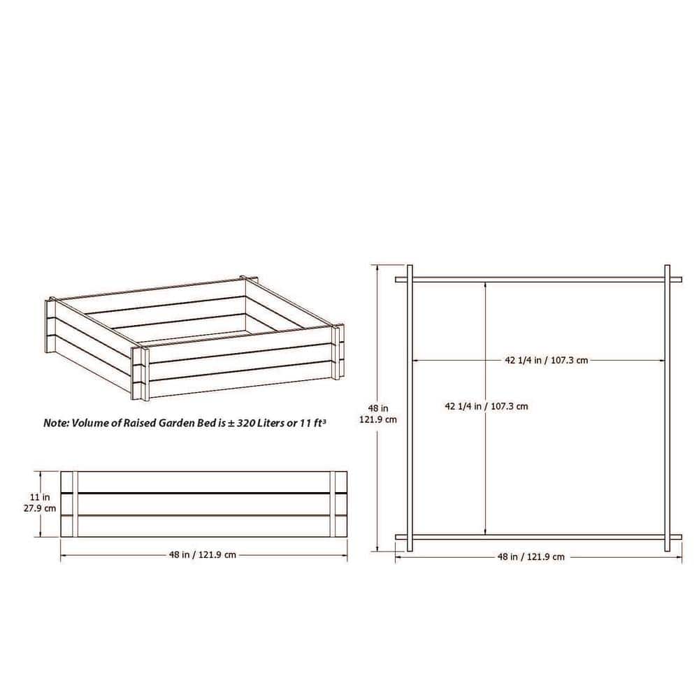 Classic Hudson 48" White Vinyl Raised Garden Bed