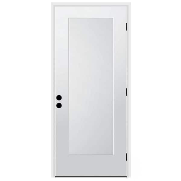 CODEL DOORS 36 in. x 80 in. 1-Panel Left-Hand/Inswing Unfinished Primed White Fiberglass Prehung Front Door w/6-9/16 in. Jamb Size