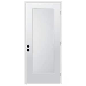 36 in. x 80 in. 1-Panel Right-Hand/Inswing Unfinished Primed White Fiberglass Prehung Front Door w/4-9/16 in. Jamb Size