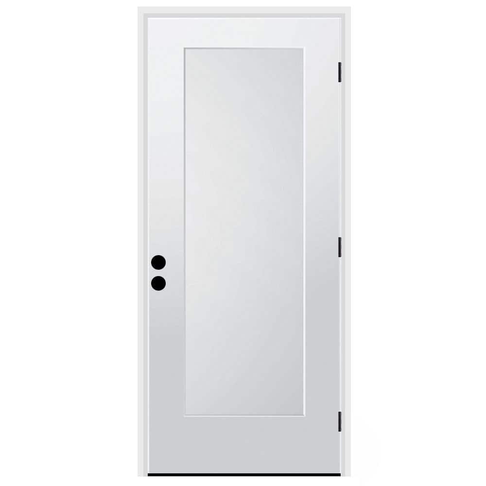 36 in. x 80 in. 1-Panel Right-Hand/Inswing Unfinished Primed White Fibergla