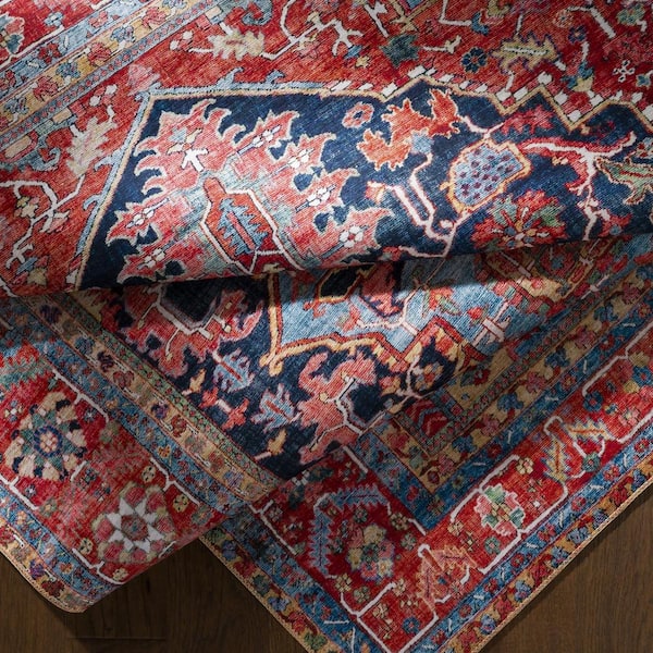 Livabliss Luis Bright Red/Navy 9 ft. x 12 ft. Area Rug