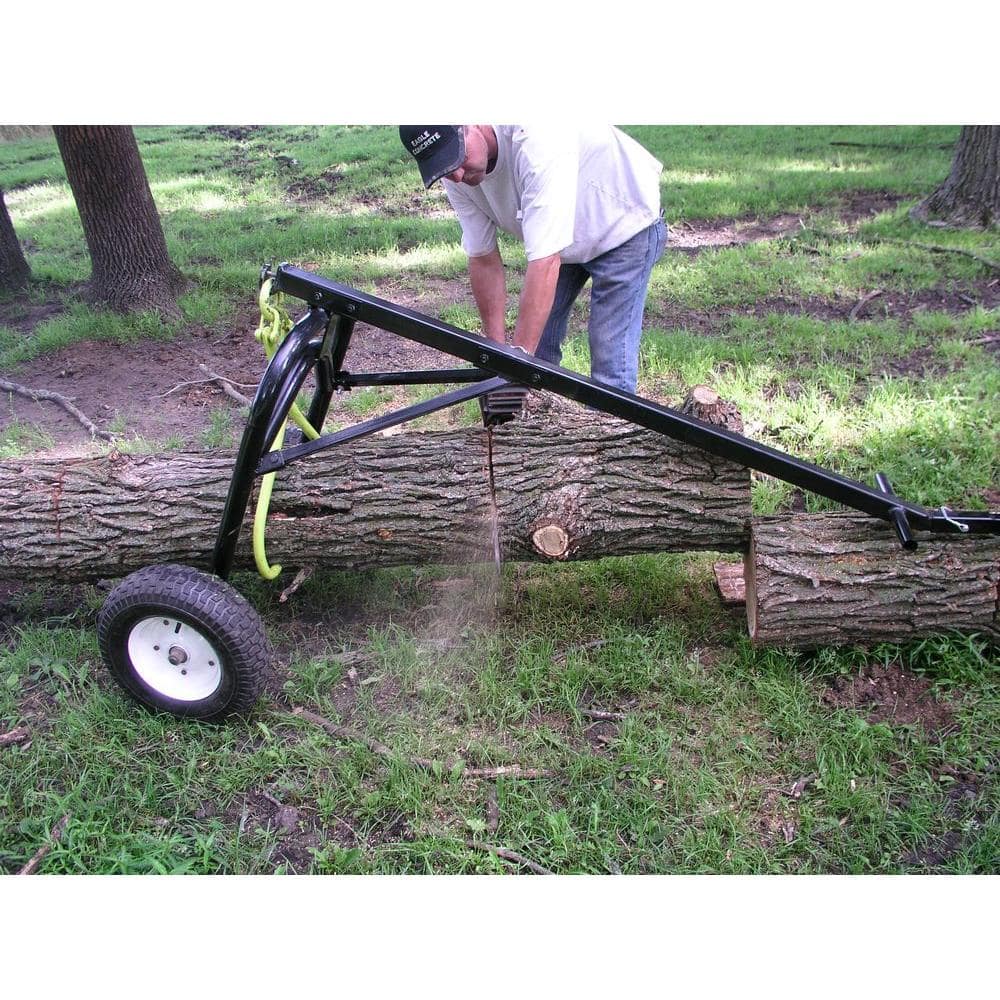 Heavy-Duty Black Steel Log Carrier Dolly with Skidding Arch