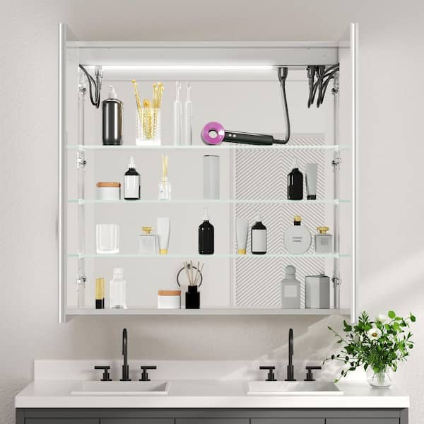 Ziyudura 36 in. W x 36 in. H Rectangular Aluminum Medicine Cabinet