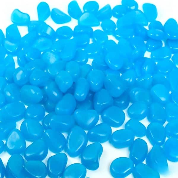 4.8 lb Glow in the Dark Pebbles Solar Charged Blue 1100-Piece
