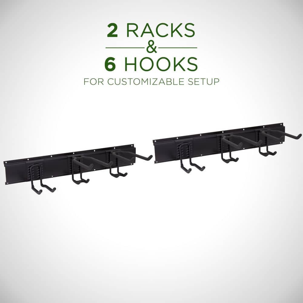Black Metal Wall Mounted Garage Tool Storage Rack, 8 Piece